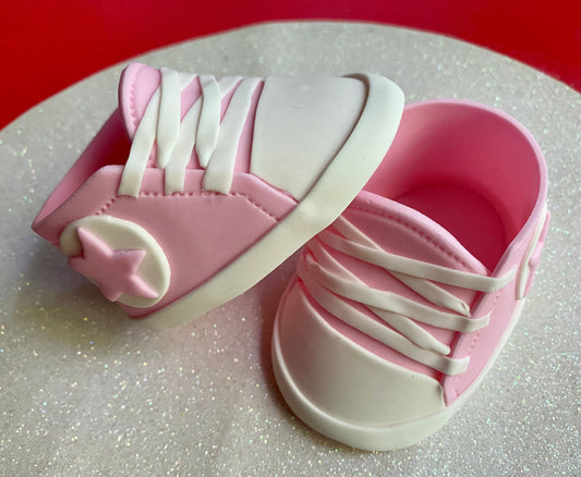 Pink or Red Converse Baby Shoes, Gum Paste Fondant Cake Topper