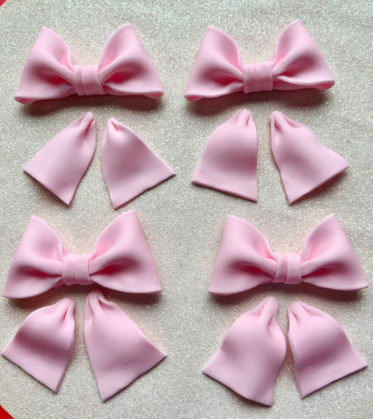 Set of 12 light Pink or White bows cupcake toppers.