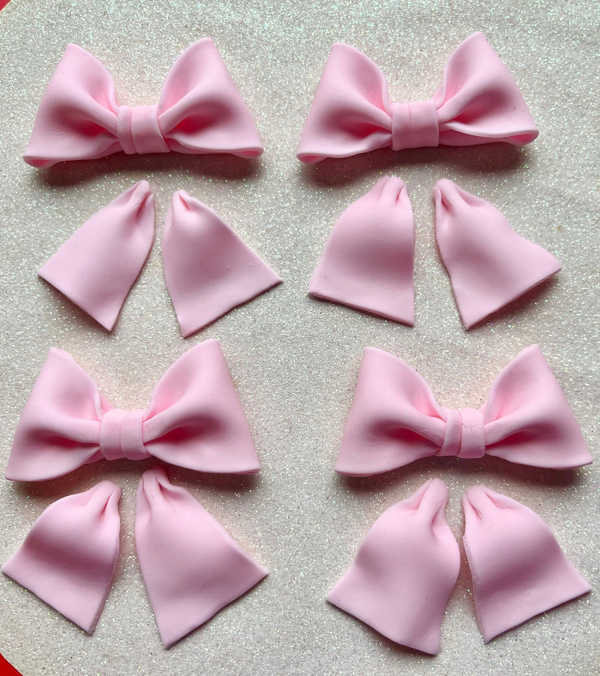 Set of Light Pink Fondant Cupcake bows