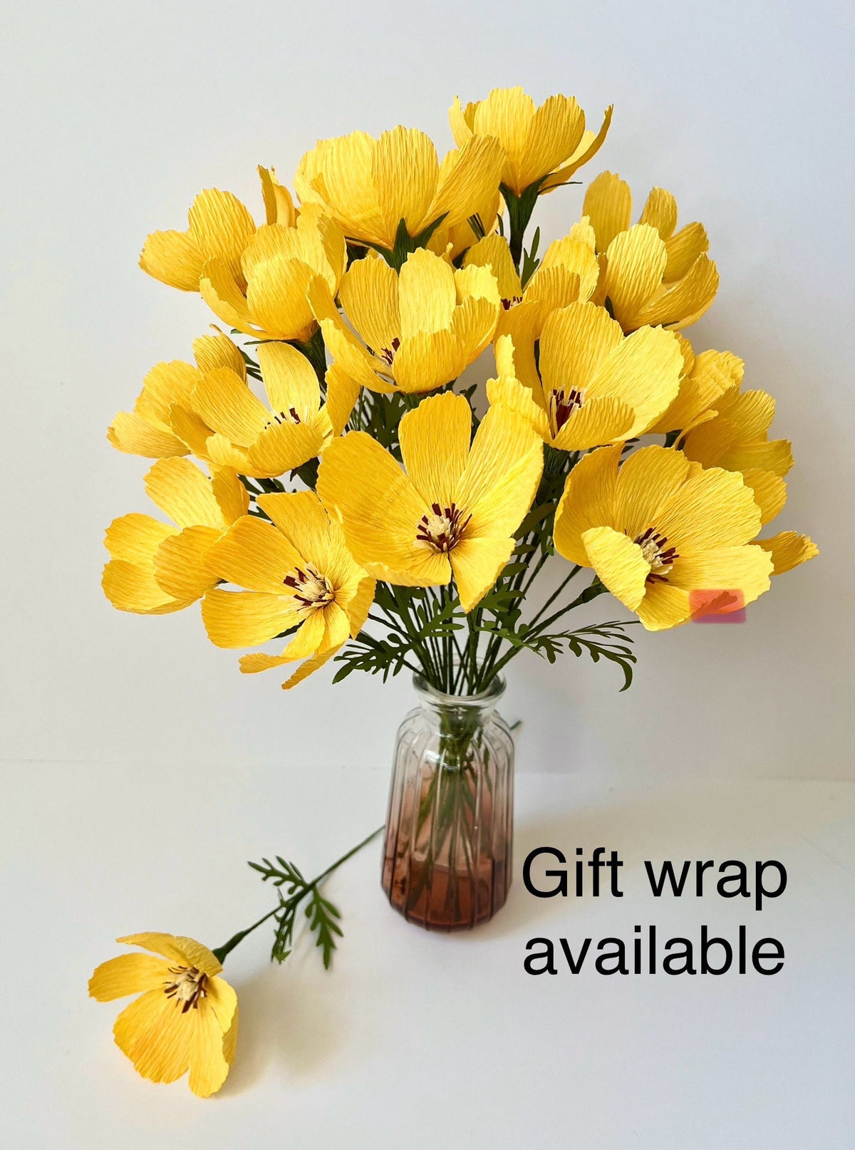 Yellow Cosmos Paper Flowers - Handmade Eco Friendly