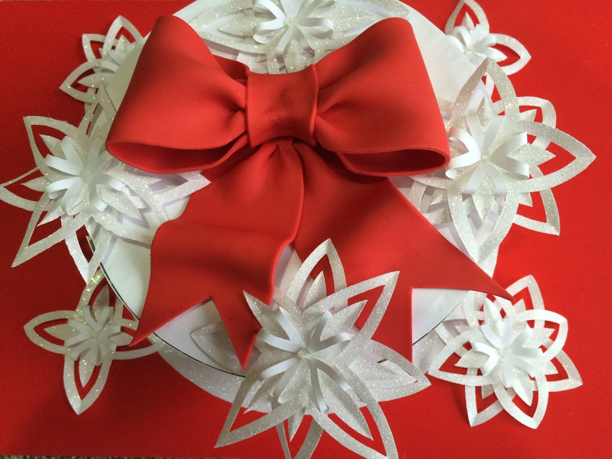 Red bow gum paste fondant for birthday cake