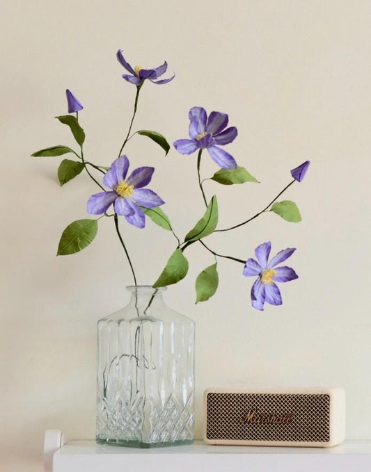 Clematis Viticelle - Purple Clematis Paper Flowers - Handmade Eco Friendly