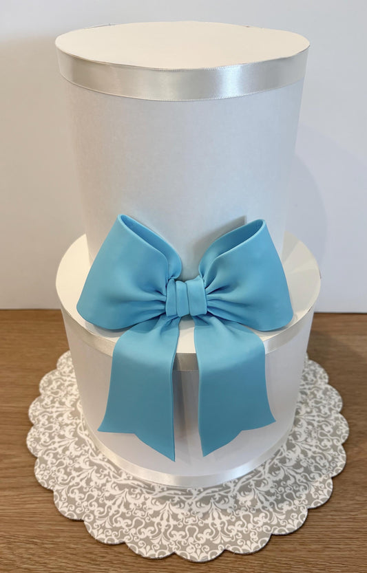 Big light blue fondant bow