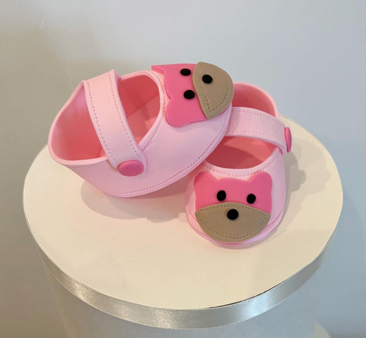 Pink fondant shoes.