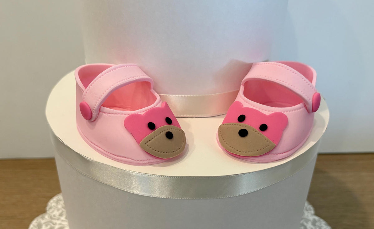 Pink fondant shoes.