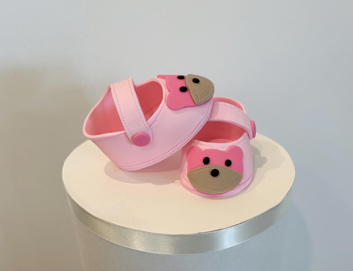 Pink fondant shoes.