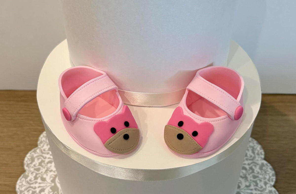 Pink fondant shoes.