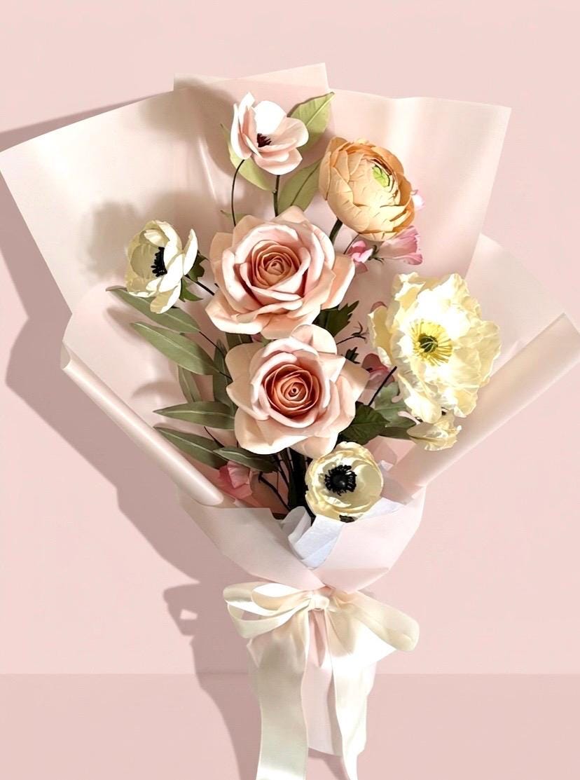 Pink Roses Bouquet - Paper Flowers - Handmade Eco Friendly