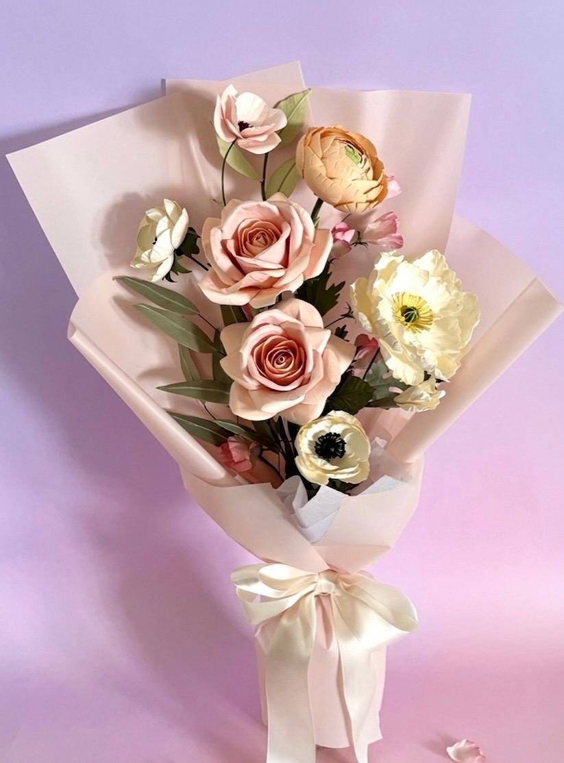 Pink Roses Bouquet - Paper Flowers - Handmade Eco Friendly