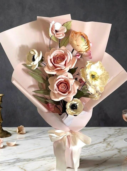 Pink Roses Bouquet - Paper Flowers - Handmade Eco Friendly