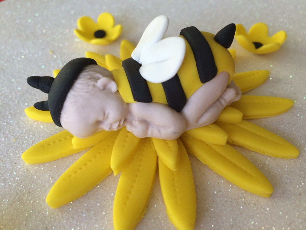 Fondant Bumble Bee Baby Boy Shower Cake Topper