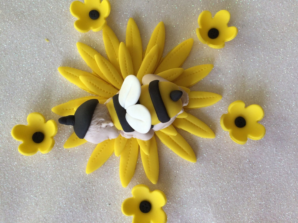 Fondant Bumble Bee Baby Boy Shower Cake Topper
