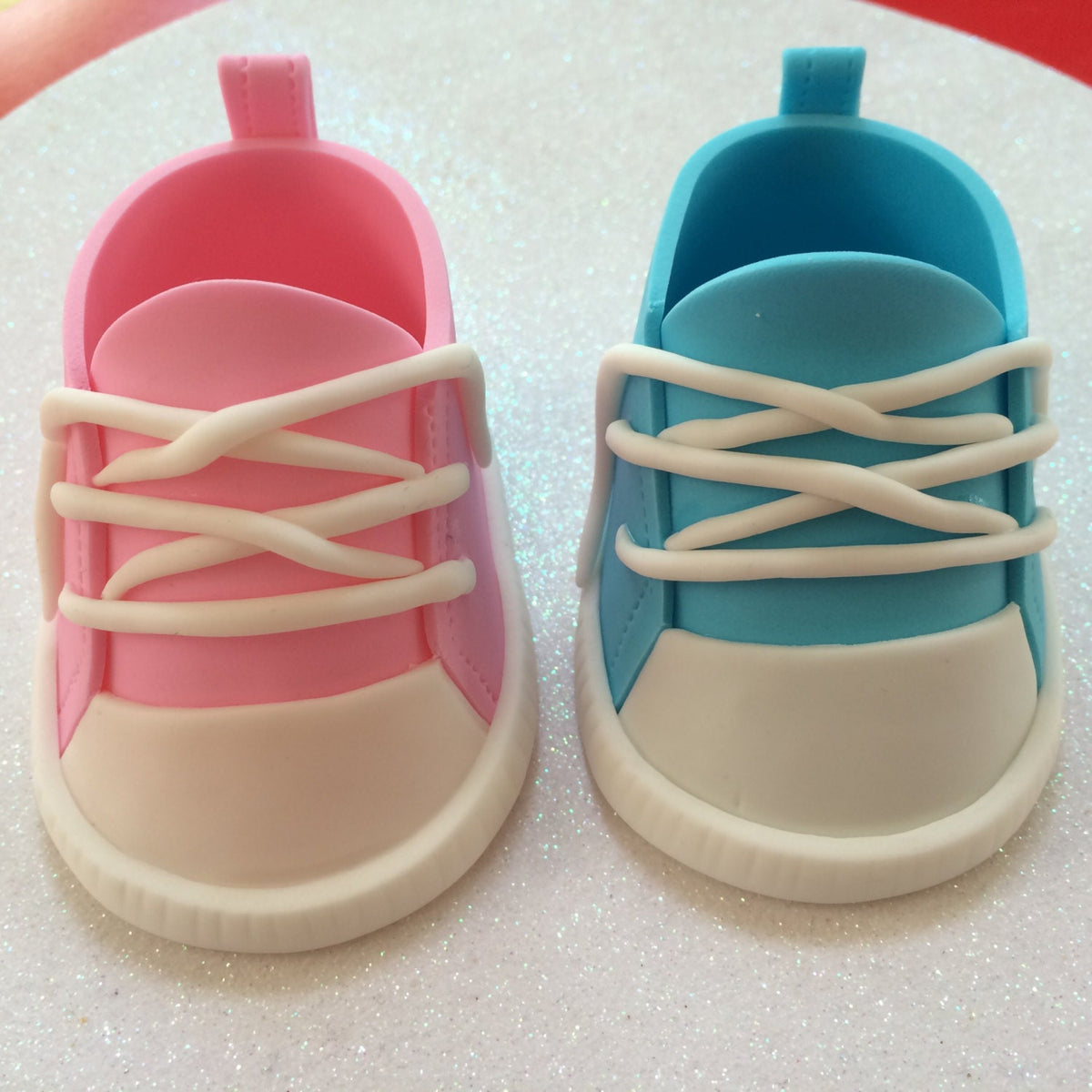 Gender Reveal Fondant Pink & Blue Converse Shoes